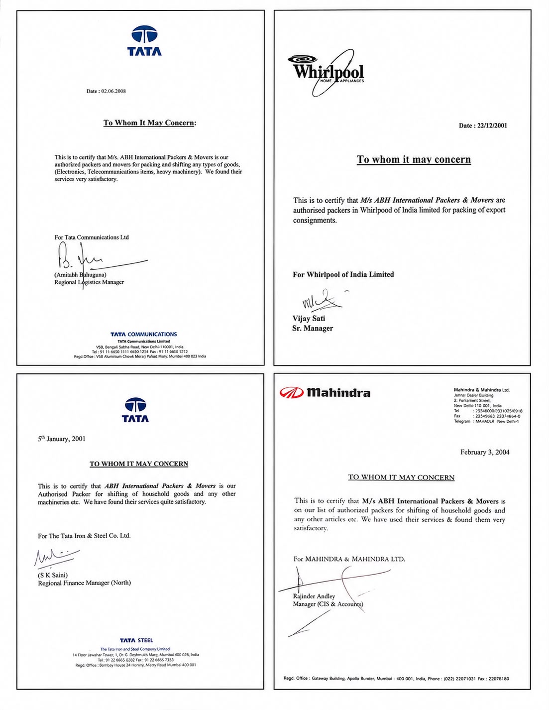 Corporate Authorization Certificate Collection